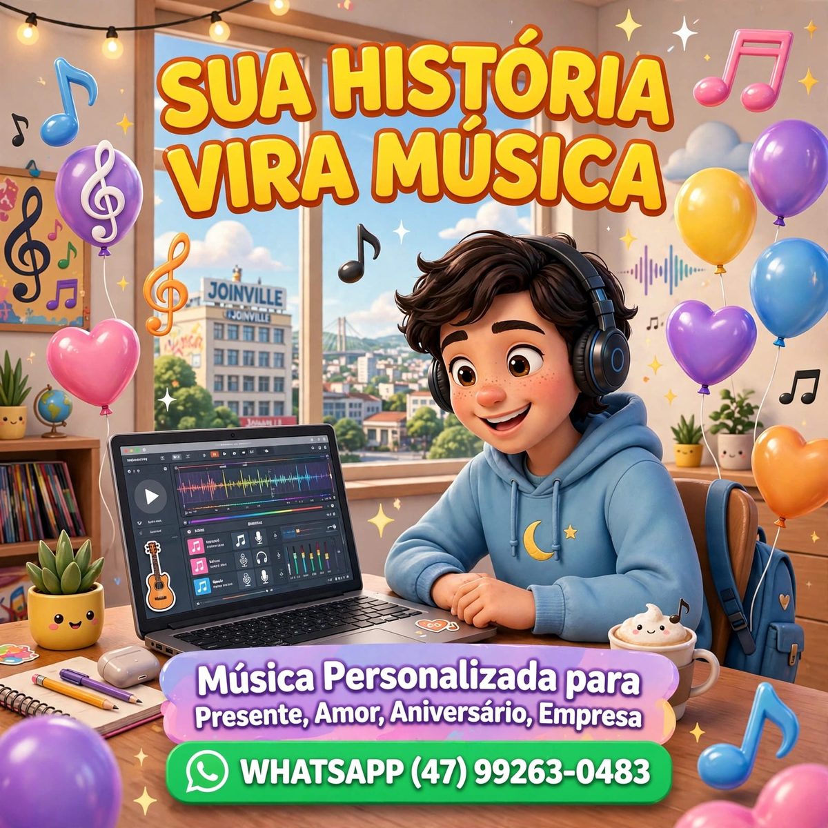 Sua história vira música – música personalizada para presente, amor, aniversário e empresa